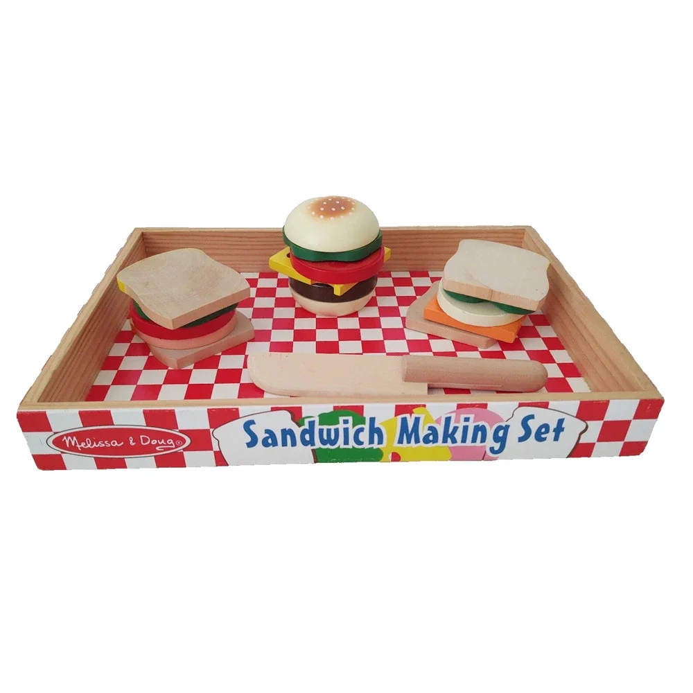 Melissa and Doug Sandwich Making Set - Wooden Play Food - Complete set